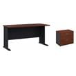 Pemberly Row Set of 2 60W Office Desk & Lateral File Cabinet in Hansen Cherry