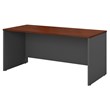 Pemberly Row Set of 2 60W Credenza Desk & 5-Shelf Bookcase in Hasnen Cherry