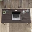 Pemberly Row Set of 2 Tall 5-Shelf Bookcase & Computer Table Desk in Storm Gray