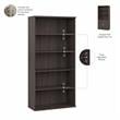 Pemberly Row Set of 2 Tall 5-Shelf Bookcase & Computer Table Desk in Storm Gray