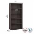 Pemberly Row Set of 2 Tall 5-Shelf Bookcase & Computer Table Desk in Storm Gray