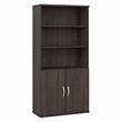Pemberly Row Set of 2 Tall 5-Shelf Bookcase & Computer Table Desk in Storm Gray