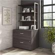 Pemberly Row Set of 2 Lateral File Cabinet & Computer Table Desk in Storm Gray