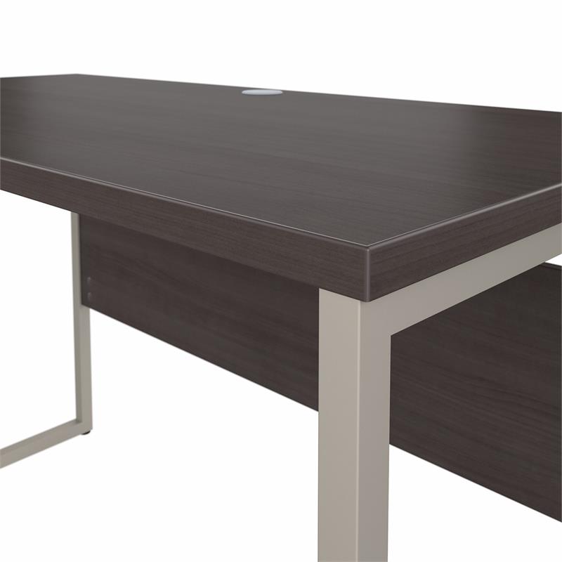 Pemberly Row Set of 2 Low Storage Cabinet & Computer Table Desk in Storm Gray