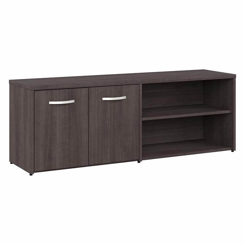 Pemberly Row Set of 2 Low Storage Cabinet & Computer Table Desk in Storm Gray