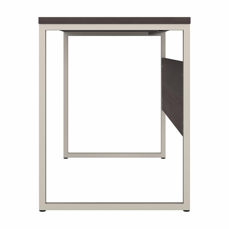 Pemberly Row Set of 2 Low Storage Cabinet & Computer Table Desk in Storm Gray