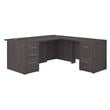 Pemberly Row Set of 2 L-Shaped Desk & Lateral File Cabinet in Storm Gray