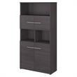 Pemberly Row Set of 2 Office Desk & 5-Shelf Bookcase in Storm Gray