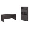 Pemberly Row Set of 2 Office Desk & 5-Shelf Bookcase in Storm Gray