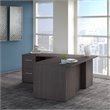 Pemberly Row Set of 2 L-Shaped Desk & Lateral File Cabinet in Storm Gray
