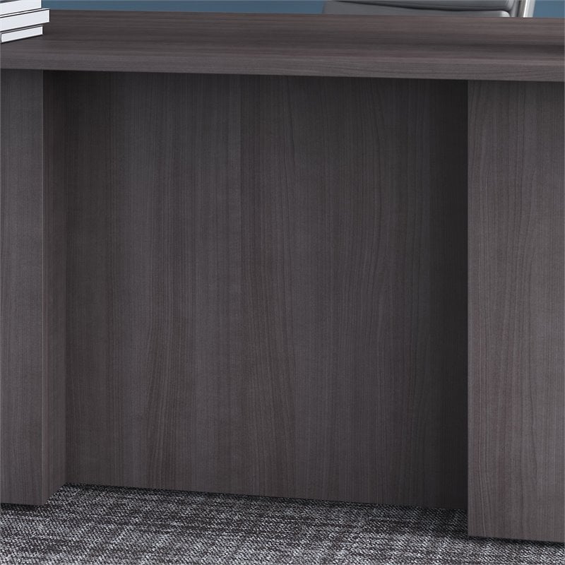 Pemberly Row Set of 2 L-Shaped Desk & Lateral File Cabinet in Storm Gray