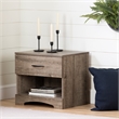 Pemberly Row Set of 2 Nightstand & 5-Drawer Chest in Weathered Oak