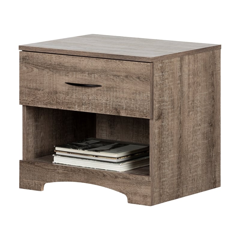 Pemberly Row Set of 2 Double Dresser & Nightstand in Weathered Oak
