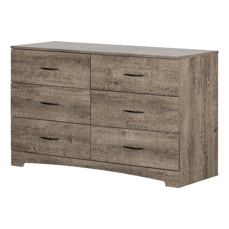 Pemberly Row Set of 2 Double Dresser & Nightstand in Weathered Oak