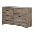 Pemberly Row Set of 2 Double Dresser & Nightstand in Weathered Oak