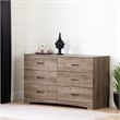 Pemberly Row Set of 2 Double Dresser & Nightstand in Weathered Oak