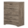 Pemberly Row Set of 2 Double Dresser & 5-Drawer Chest in Weathered Oak