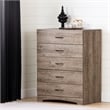 Pemberly Row Set of 3 Double Dresser & Chest & Nightstand in Weathered Oak