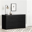 Pemberly Row Set of 3 Two Double Dressers & 5-Drawer Chest in Black Oak