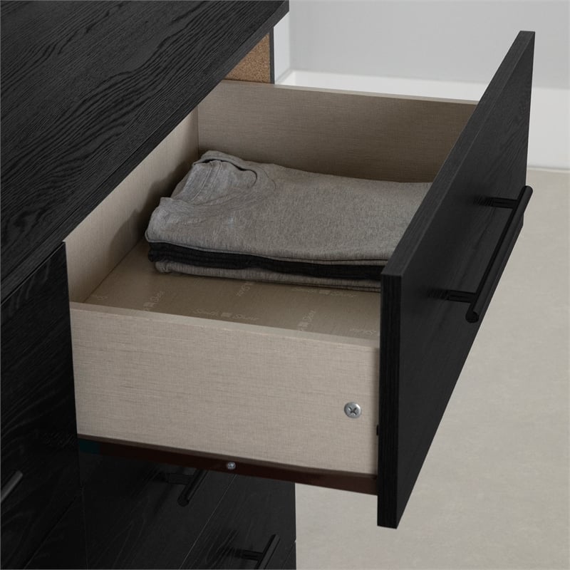 Pemberly Row 4-Set Headboard Platform Bed & 2 Double Dressers & Chest