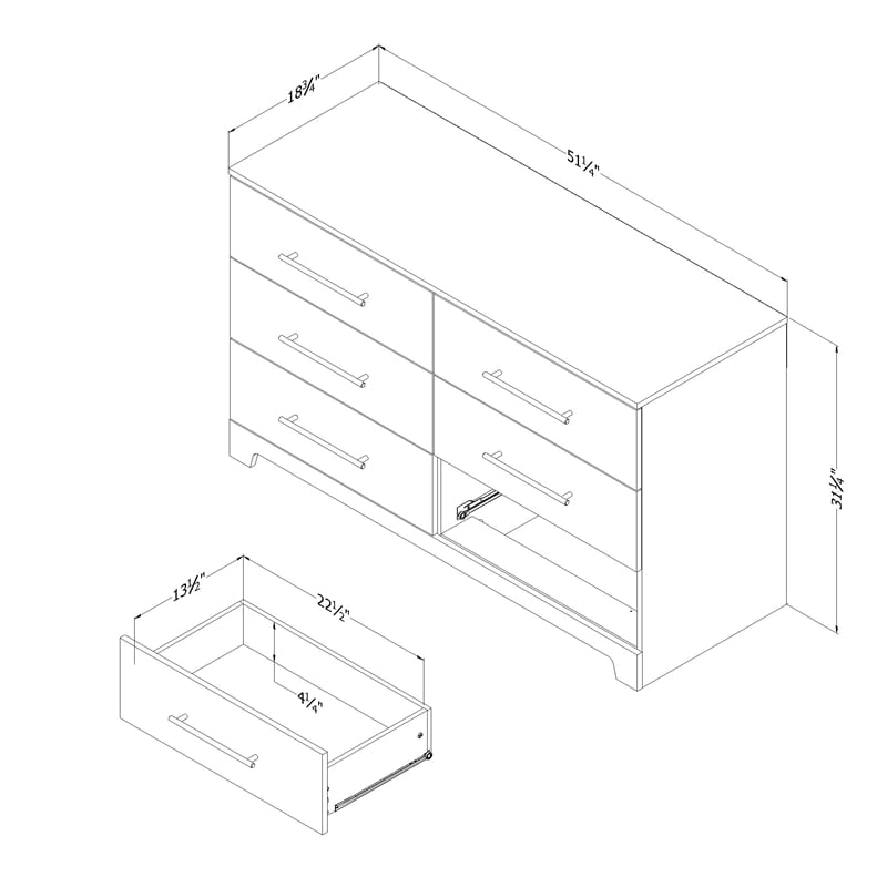 Pemberly Row 4-Set Headboard Platform Bed & 2 Double Dressers & Chest