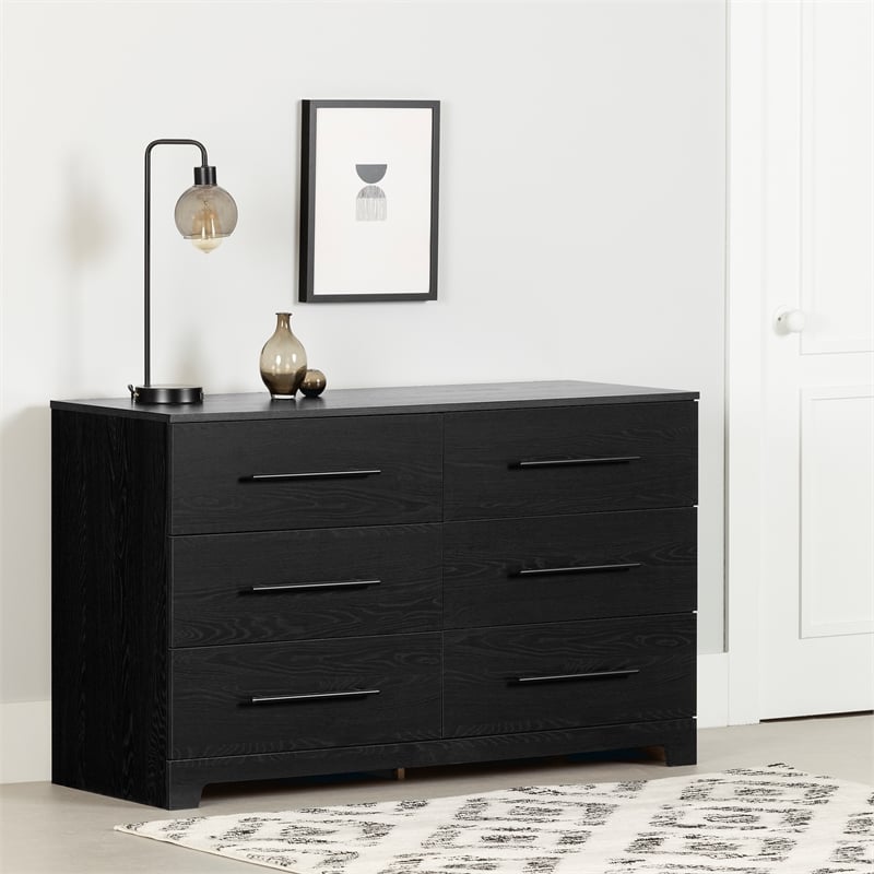 Pemberly Row 4-Set Headboard Platform Bed & 2 Double Dressers & Chest