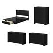 Pemberly Row 4-Set Headboard Platform Bed & 2 Double Dressers & Chest