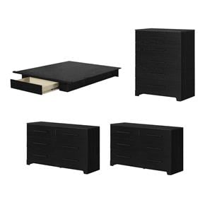 Pemberly Row 4-Set Full/Queen Platform Bed & 2 Double Dressers & Chest