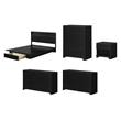 Pemberly Row 5-Set Headboard Platform Bed & Nighstand & Chest & Double Dressers