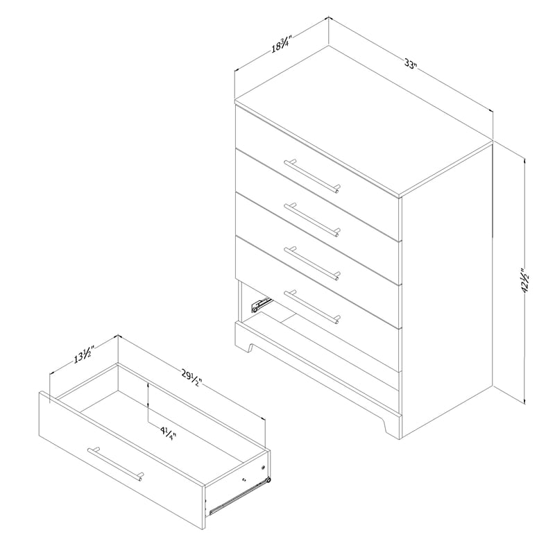 Pemberly Row 3-Set Headboard Platform Bed & Double Dresser & Chest