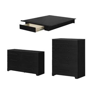 Pemberly Row 3-Set Full/Queen Platform Bed & Double Dresser & Chest