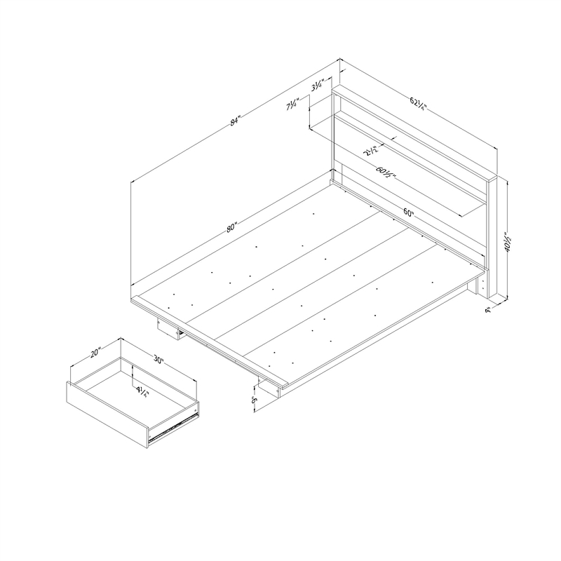 Pemberly Row 3-Set Headboard Platform Bed & Double Dresser & Nightstand