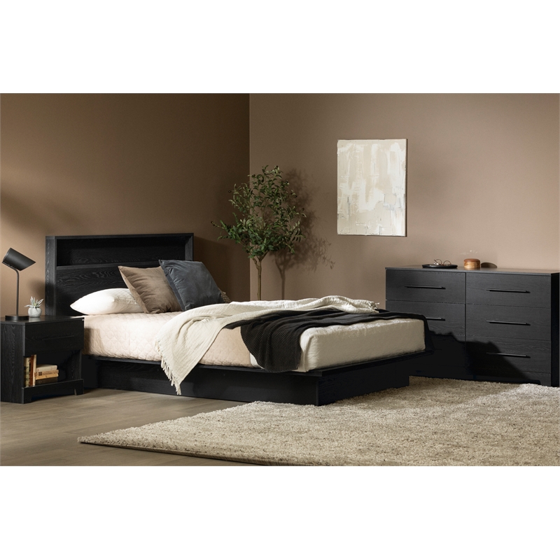 Pemberly Row 3-Set Full/Queen Platform Bed & Double Dresser & Nightstand