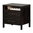 Pemberly Row Set of 2 Contemporary 2-Drawer Nightstands in Rubbed Black