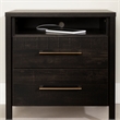 Pemberly Row Set of 3 Two 2-Drawer Nightstand & Double Dresser in Rubbed Black