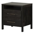 Pemberly Row Set of 2 2-Drawer Nightstand & Double Dresser in Rubbed Black