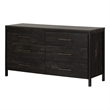 Pemberly Row Set of 2 2-Drawer Nightstand & Double Dresser in Rubbed Black