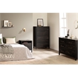 Pemberly Row Set of 2 2-Drawer Nightstand & Double Dresser in Rubbed Black