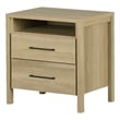 Pemberly Row Set of 2 Contemporary 2-Drawer Nightstands in Natural Ash