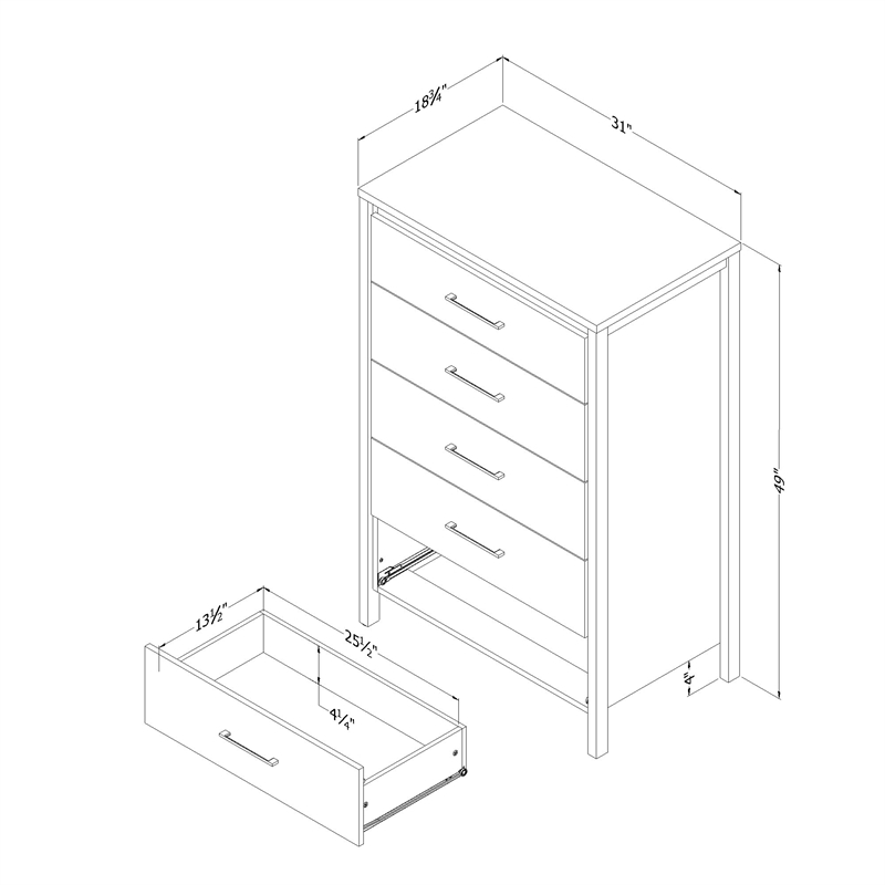 Pemberly Row Set of 3 2 2-Drawer Nightstands & 5-Drawer Chest in Natural Ash