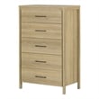 Pemberly Row Set of 3 2 2-Drawer Nightstands & 5-Drawer Chest in Natural Ash