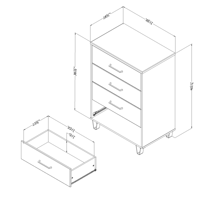 Pemberly Row Set of 3 Mates Twin Bed with 3 Drawers & Nightstand & Chest