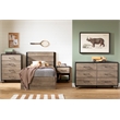 Pemberly Row Set of 2 1-Drawer Nightstands in Weathered Oak and Matte Black