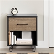 Pemberly Row Set of 2 1-Drawer Nightstands in Weathered Oak and Matte Black
