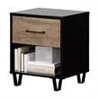 Pemberly Row Set of 2 1-Drawer Nightstands in Weathered Oak and Matte Black