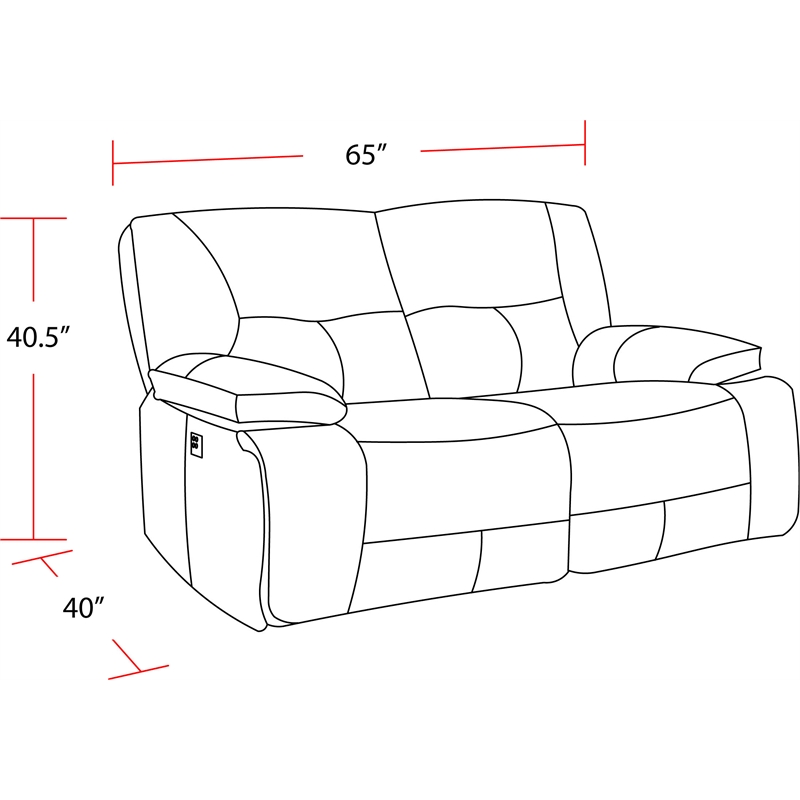 Pemberly Row Contemporary Fabric Power Loveseat in Haze Gray
