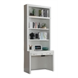 Pemberly Row Farmhouse White Wood Library Desk and Hutch with Adjustable Shelves