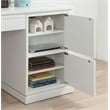 Pemberly Row Farmhouse White Wood Library Desk and Hutch with Adjustable Shelves