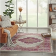 Pemberly Row Transitional 4' x 6' Pink and Ivory Fabric Bohemian Area Rug