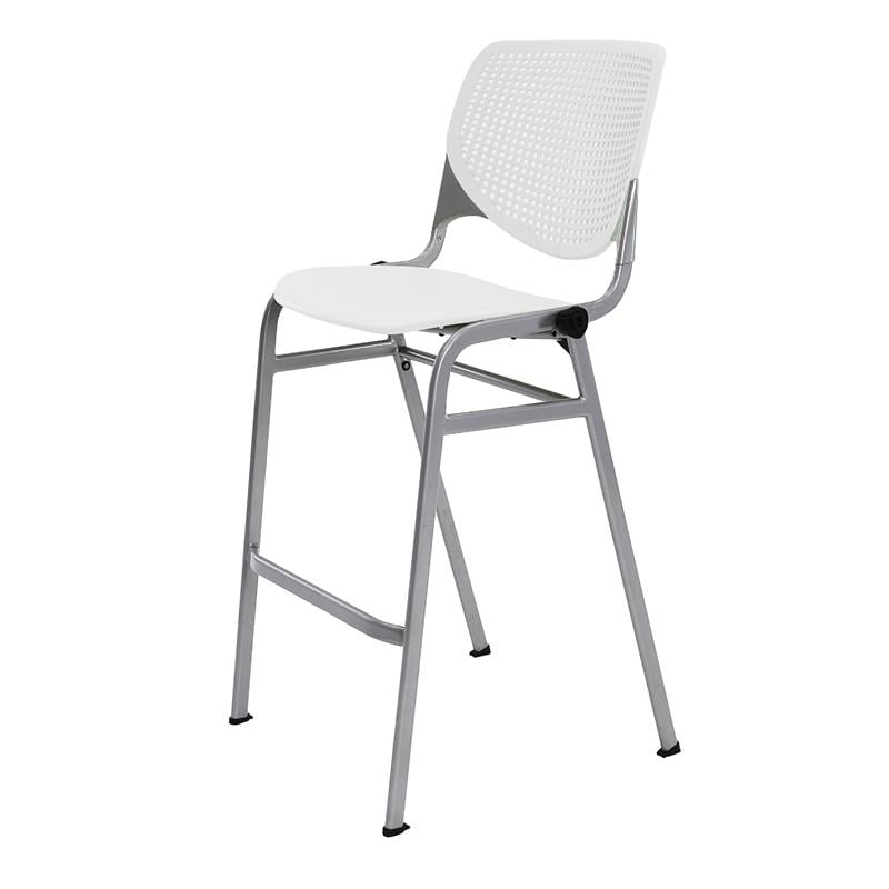 Pemberly Row Transitional Polypropylene Stack Barstool in White